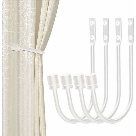 Curtain tiebacks, 4 pieces U-shaped hook wall-mounted curtain tassel tiebacks drapery hooks curtain accessories (blank) (1/5)