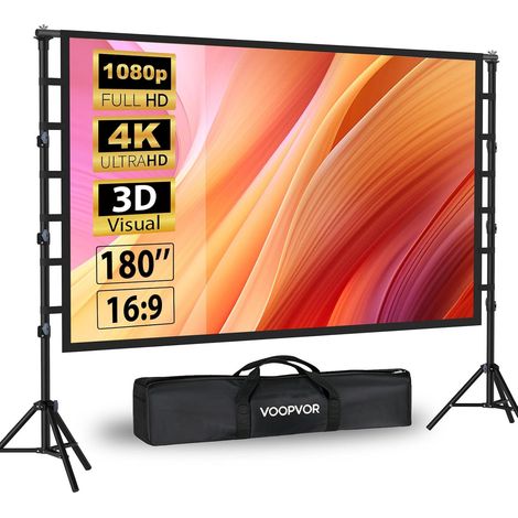 Écran de Projection Portable HD 180 avec trépied 16:9 HD Écran de Projection pour intérieur/extérieur avec Sac de Transport et Support réglable en Hauteur pour Home cinéma et Camping-Car (1/5)