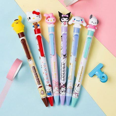 Lot de 6 stylos gel mignons miniatures, 0,5 mm noir, motifs animaux colorés, cartable fille (1/5)