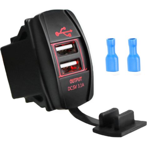 Chargeur USB Double 12-24V 3.1A pour Voiture Bateau Moto (1/5)