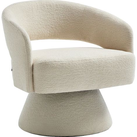 Fauteuil pivotant en tissu chenille beige FEDOTE (1/5)