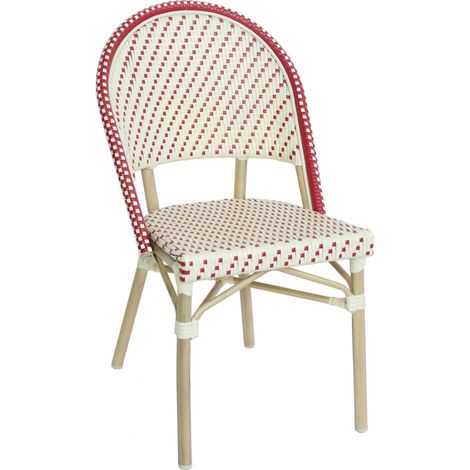 Oviala – Chaise de jardin empilable en aluminium et rotin synthétique – Revêtement en poudre grain bois – Hauteur 88 cm, poids max 100 kg (1/5)
