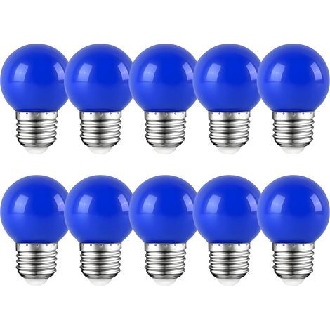 10 E27 2W LED Bulbs, Blue Golf Shape, Indoor/Outdoor, Party (1/5)