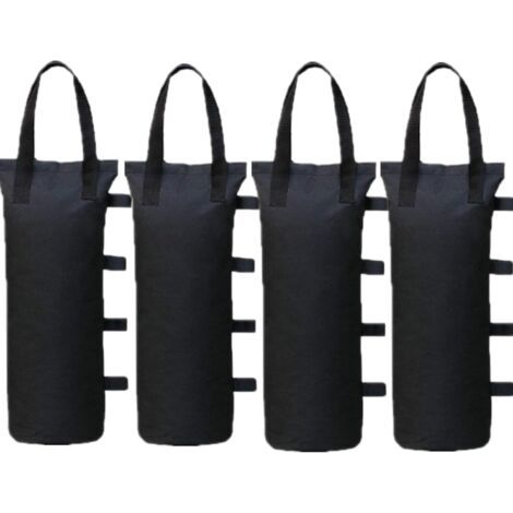 Lot de 4 sacs de sable pour auvent, poids robustes pour auvent, grands poids noirs pour tente extérieure coupe-vent, abri instantané, parasol de patio, tente à auvent (1/5)