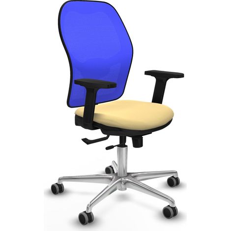 Sedia piqueras y crespo Jorquera crema pelle sintetica rete blu (1/2)