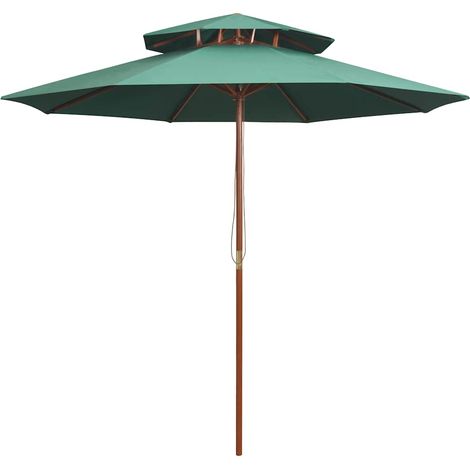 vidaXL Sombrilla de dos pisos con palo de madera verde 270x270 cm (1/5)