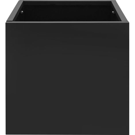 Maceta cuadrada de acero negro de 50 cm para jardín exterior, patio, duradera, para interior, residencial, de metal, grande, comercial, para terraza o jardín. (1/5)