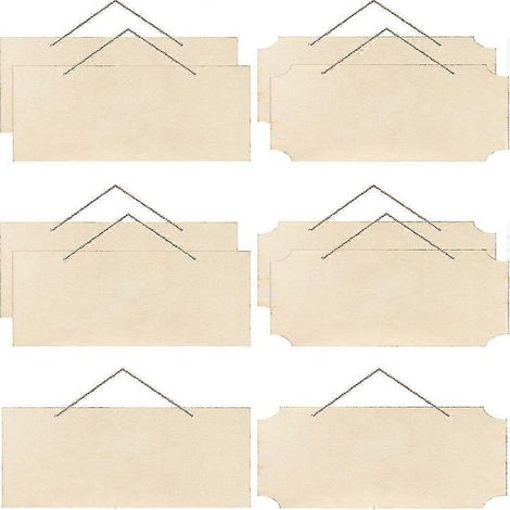 Set mit 10 rechteckigen, rohen Holzpaneelen zum Aufhängen, inklusive Kordeln für Brandmalerei.