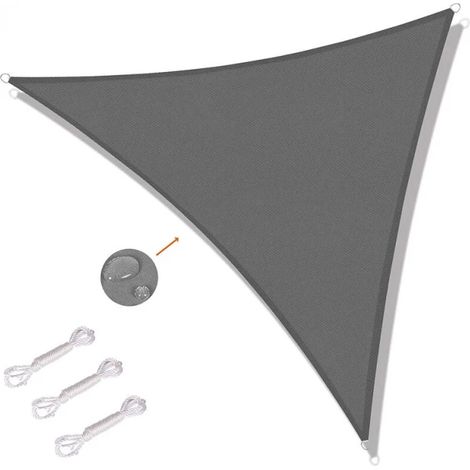 Voile d'ombrage triangulaire grise de 4 x 4 x 4 m avec protection UV (1/5)