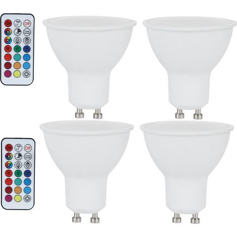 3W RGB LED Spot Ampoule avec Télécommande pour Chambre Couloir Hôtel Bar 85265V (GU10 RVB Blanc Chaud) (1/5)