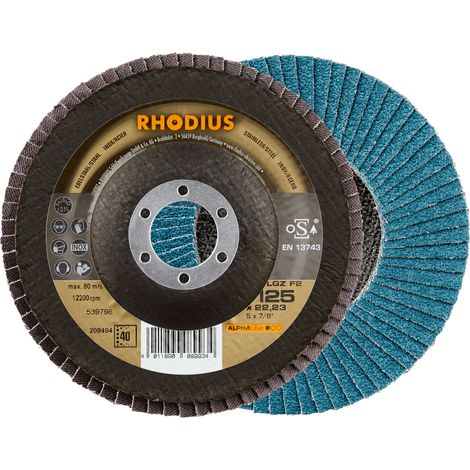 RHODIUS LGZ F2, 10 Stück, 180 mm, Korn 40, Fächerschleifscheibe (1/5)