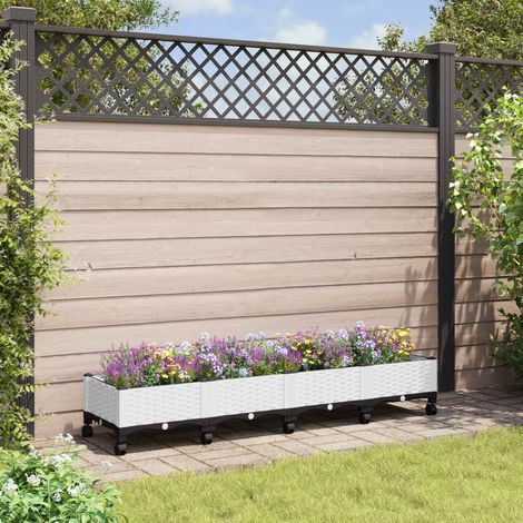 vidaXL Jardinière avec Roues Blanc 160 x 40 x 33 cm PP (1/5)