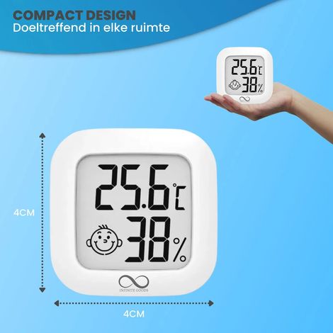 Hygromètre - Station météo numérique - Mesureur d'humidité - Thermomètre d'intérieur - Mesureur d'humidité - Pile et support inclus