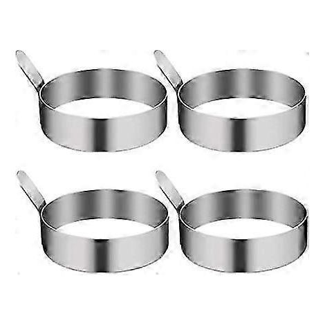 Ensemble de 4 cercles à œufs antiadhésifs en acier inoxydable de 8,9 cm de diamètre, pour la cuisson à la poêle, aux crêpes et aux sandwichs. (1/4)