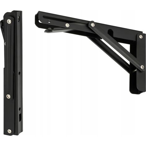 2 supports d'étagère pliables pour table - Robustes - 450 mm Noir TMY (1/5)