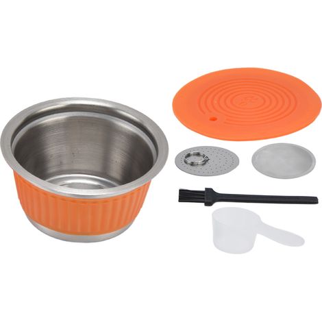 Capsule Rechargeable en Acier Inoxydable pour Machine à Café Dolce Gusto - Filtre Réutilisable Orange (1/5)
