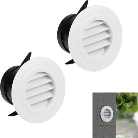 2er-Pack weiße ABS-Lüftungsgitter mit Insektenschutzgitter, 100 mm Anschlussbreite, 145 x 66 x 95 mm (1/5)