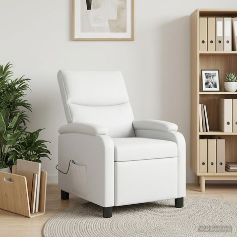 vidaXL Fauteuil de massage inclinable Blanc Simili cuir (1/5)