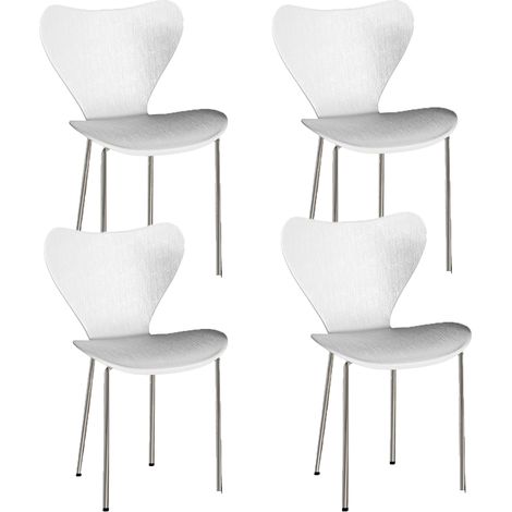 Set di 4 sedie da pranzo sedie da cucina in plastica per uso domestico e in ufficio bianco (1/5)
