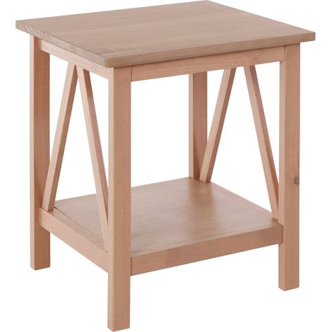 Table d'appoint avec 1 étagère en pin gris (1/4)