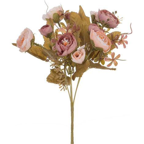 Planta ramo de peonías decorativa artificial rosa 11x11x30h cm (1/5)