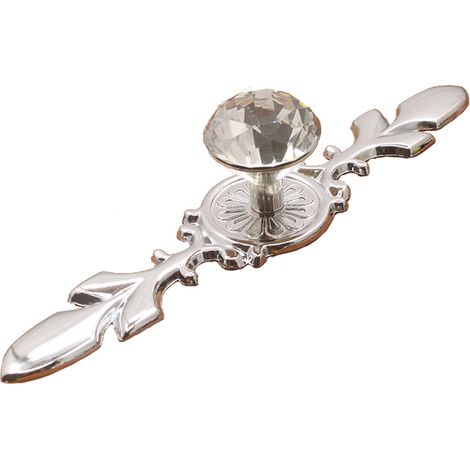 Boutons de tiroir en cristal, poignée de meuble en forme de diamant avec finition argentée