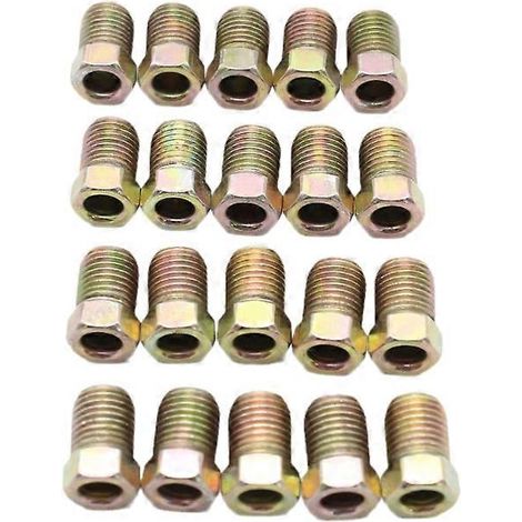 20 écrous de tube inversés 3/8-24 pour pièces intérieures de véhicule, filetage doré, pour remplacement de conduite de frein de tube de 3/16 pouce (1/5)