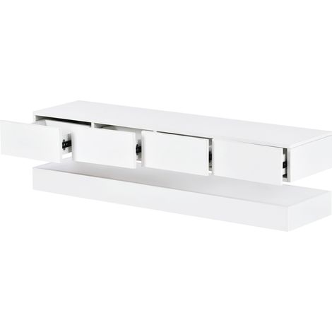 Schwebendes TV-Lowboard Weiß aus MDF mit LED und 4 Schubladen für Fernseher bis 55 Zoll (1/5)