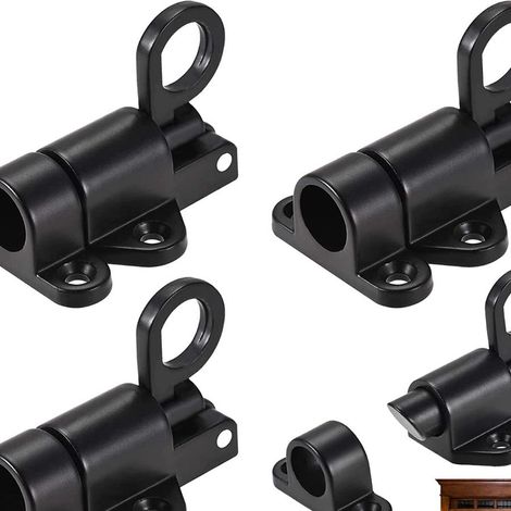 4 Pièces Verrou Porte à Rebond, Loquet Porte Ressort Automatique Noir avec Vis et Tournevis pour Portes en Bois et Fenêtres Armoires Penderies (1/5)