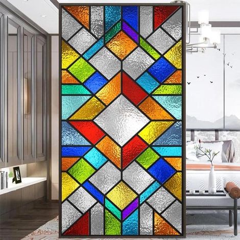 Pellicola per vetri effetto vetrata - Pellicola per la privacy - Decorazione per finestre - Adesione elettrostatica, non necessita di colla - 65 x 140 cm - Nero (1/5)