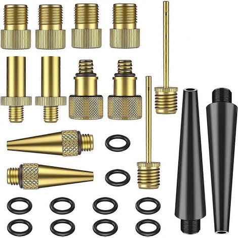 Kit de 14 adaptateurs en laiton pour pompe à vélo, compatible avec les valves Schrader et Presta. (1/4)