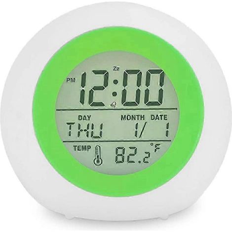 Ce réveil pour enfants, une horloge numérique avec veilleuse colorée et fonction de détection de température, est un choix idéal pour la décoration de la chambre et l'apprentissage du sommeil chez les (1/5)