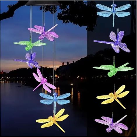 Carillon à Papillon LED Éolien et Solaire - 1 Stück - Farbwechsel - Wasserdicht für Außenbereich Garten Terrasse - Loucena Concep