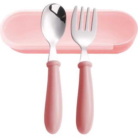 Kinderbesteckset aus Edelstahl, spülmaschinenfest, Gabel- und Löffelset (mit Aufbewahrungsbox), für Reisen, Camping, Picknicks, Essen im Freien, Feldflaschen (1/4)