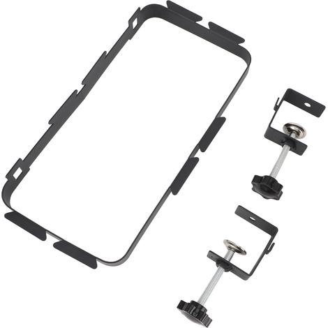 Support de sac poubelle avec pince réglable, crochet de suspension en acier au carbone, portable et robuste, pour armoire ou camping. (1/5)