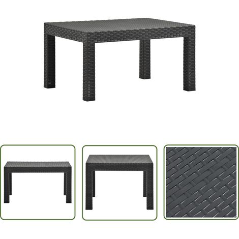 The Living Store Table de jardin Anthracite 58x58x41 cm PP Rotin - Table De Jardin - Table Extérieure - Mobilier De Jardin - Table Ronde - Table En Polypropylène (1/5)