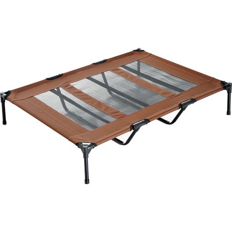 Pawhut – Lit surélevé pour chien – Textilène micro-perforé – 122x92x23cm – Métal époxy anticorrosion – Confort optimal en extérieur
