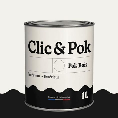 Peinture Bois Extérieur – POK BOIS - 1L - RAL 9016 - Blanc signalisation- Résistante aux intempéries - Ne s'écaille pas