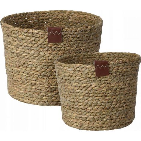Cesto portaoggetti Home-Styling-Collection rotondo naturale set 2 (1/2)