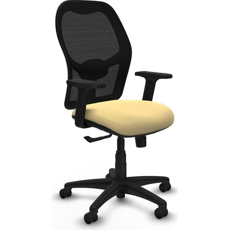 Silla piqueras y crespo Alocén negro malla cuero falso crema (1/2)