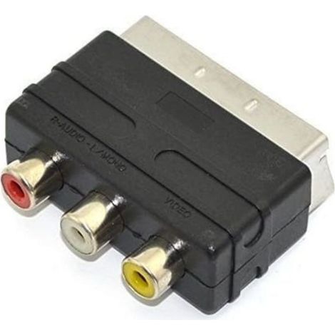 Adaptateur RCA-SCART - Connecteur SCART Mâle RGB avec 3 Prises RCA Femelles - Pour DVD VCR Console TV - 1 Pièce