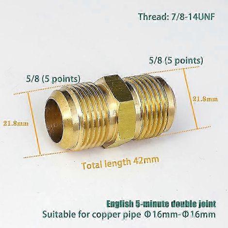 Raccords réducteurs à diamètre égal 25-26, diamètre extérieur évasé : 1/4", 5/16", 3/8", 1/2", 5/8", 3/4", 7/8", raccords de tuyauterie en laiton conformes à la norme SAE pour la climatisation A5 (1/5)