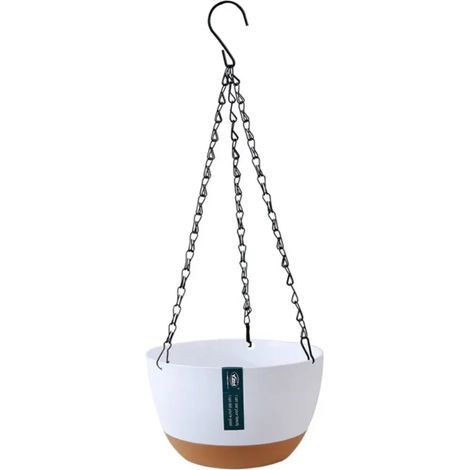 (Blanc-M) Panier suspendu épais de style nordique, pot de fleurs suspendu avec absorption automatique d'eau, pour plantes d'intérieur et de balcon. (1/4)