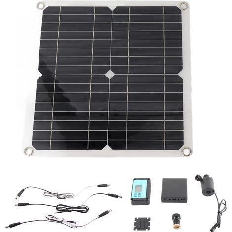 Kit de pompe à eau solaire 50 W avec panneau 22 W, boîtier de batterie et programmateur 12 V CC (1/5)