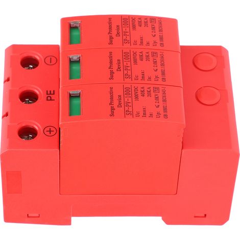 Parafoudre DC 1000V 3P 40kA, parasurtenseur photovoltaïque, protection foudre, disjoncteur pour panneaux solaires, 3 pôles, 40kA, 1000V. (1/5)