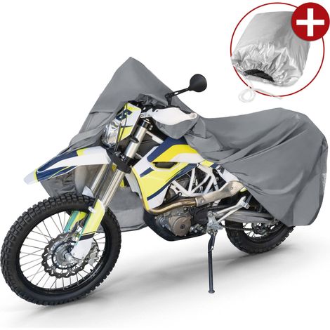 Motorrad Abdeckplane XL, Motorrad Abdeckplane aus robustem PVC, Motorrad-Garage wasserdicht - 255x110x135 cm grau (1/5)