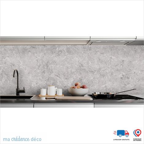 Crédence : Marbre de Vernaza - Couleur Gris platine - Alu composite - 60 - 120 (1/3)