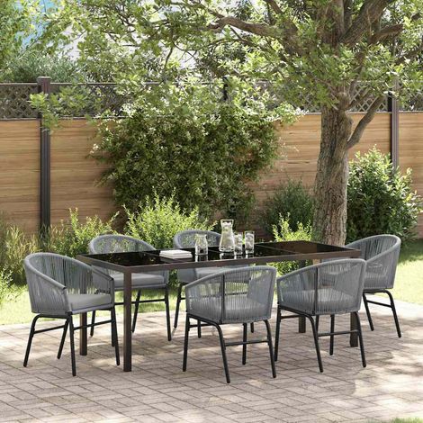 Garten Essgruppe 7 pcs Anthrazit Pulverbeschichteter Stahl (1/5)