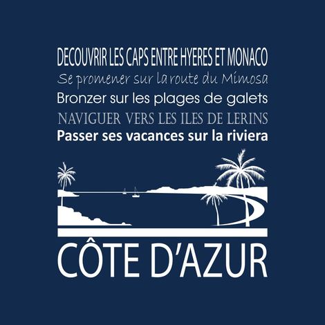 Tableau sur toile Côte d'Azur navy 30x30 cm - Impression sur Toile Murale Décorative - Image imprimée en HD sur Toile - Toile sur Châssis en Bois FSC - Fabriqué en France (1/4)