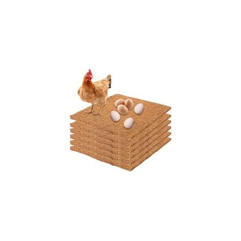 6 Pièces Tapis de Nidification en Fibre de Coco, Litière en Fibre de Coco pour nichoirs à Poulet Tapis d'élevage de volaille de Fond de poulailler, matériau de Repos Protection des œufs (1/4)